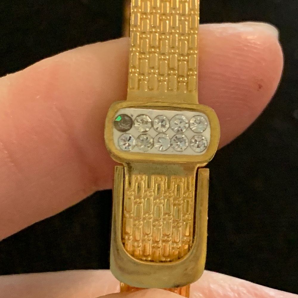 Maseele Designer IP Gold Bracelet with Crystal Accents Belt Design - Picture 3 of 13